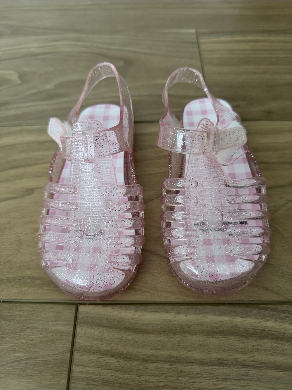 Kids Pink Glitter Jelly Sandals